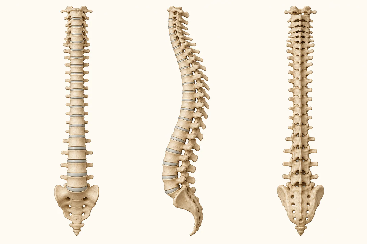 Ilustração educativa de coluna vertebral.