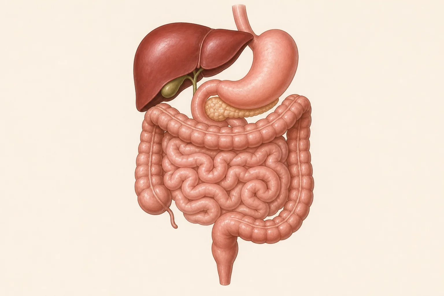 Ilustração educativa de sistema digestório.